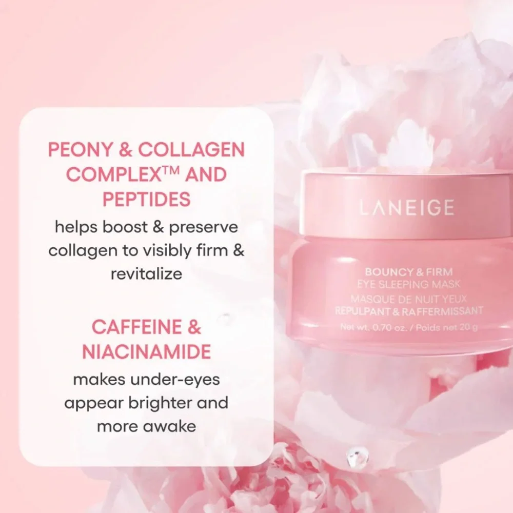 LANEIGE Bouncy & Firm Eye Sleeping Mask w/Caffeine Niacinamide Korean Beauty NIB